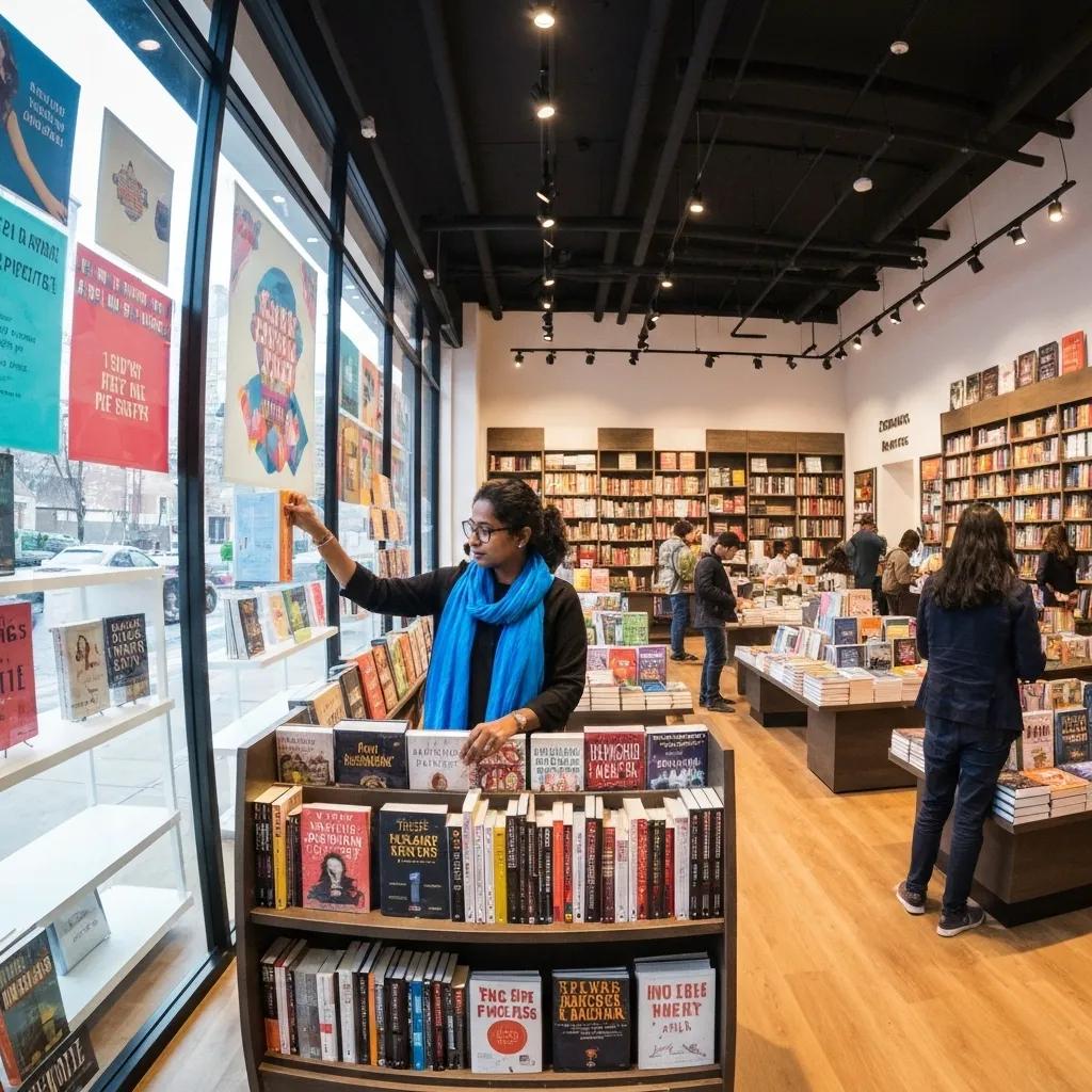 Person brainstorming local keywords for Shopify products using sticky notes and a laptop