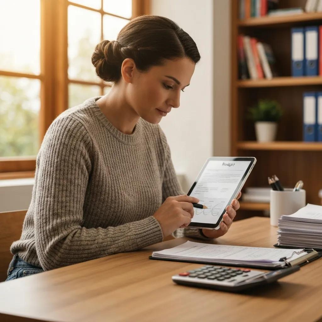 A person intently analyzing a Shopify development budget on a tablet, demonstrating financial foresight.