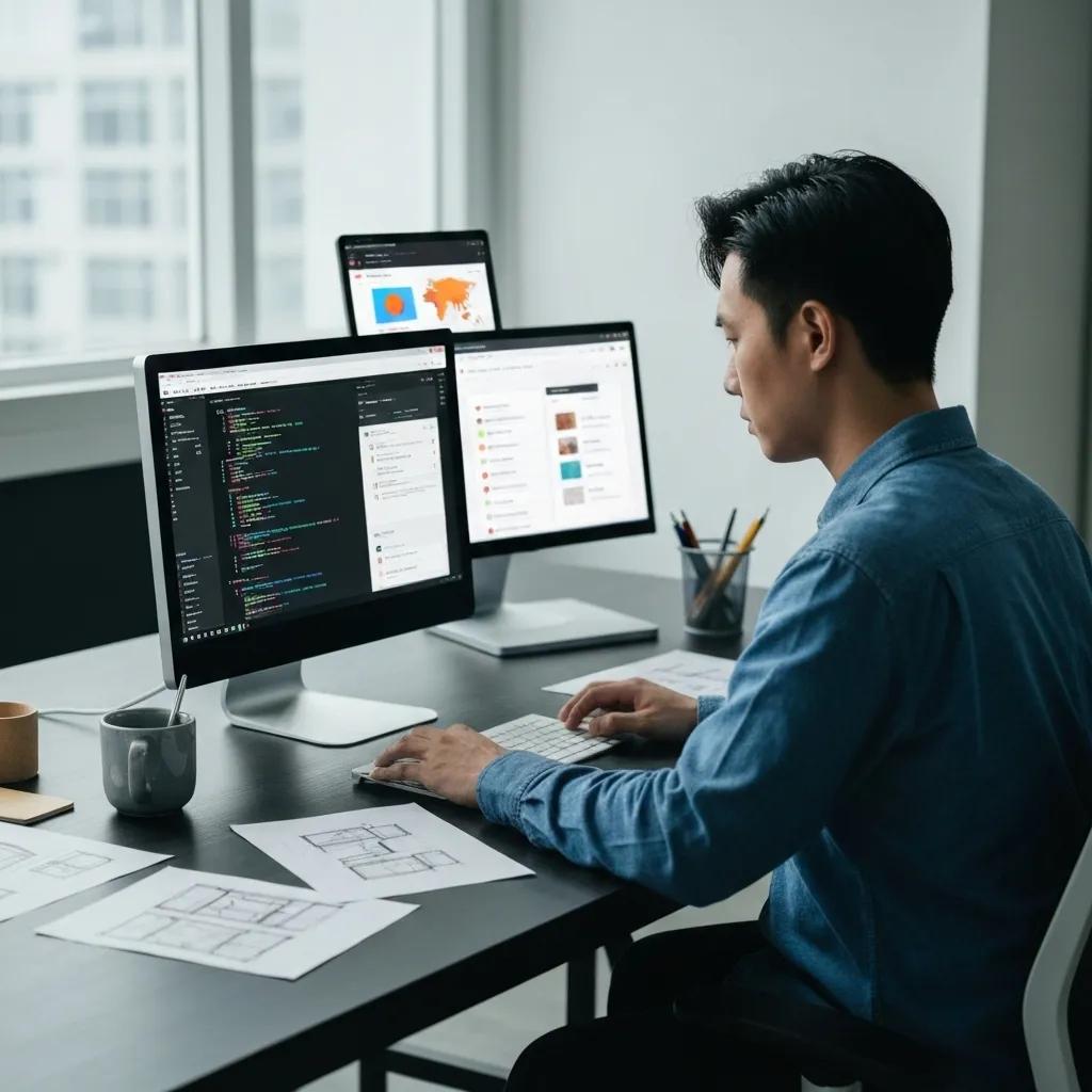 Developer working on e-commerce customization, illustrating Shopify Plus agency capabilities