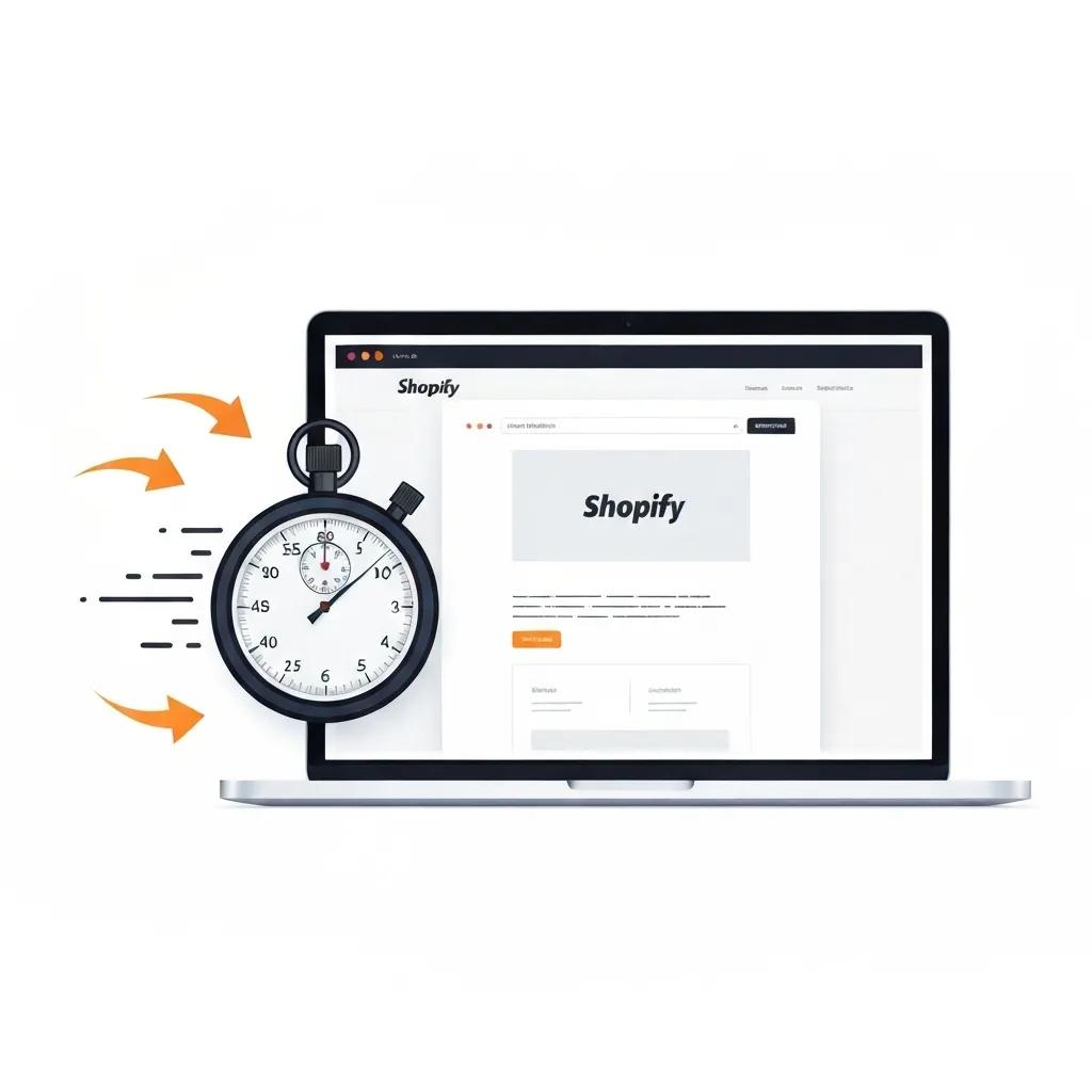 Boosting Shopify website speed with optimized images and code, visualized with a stopwatch