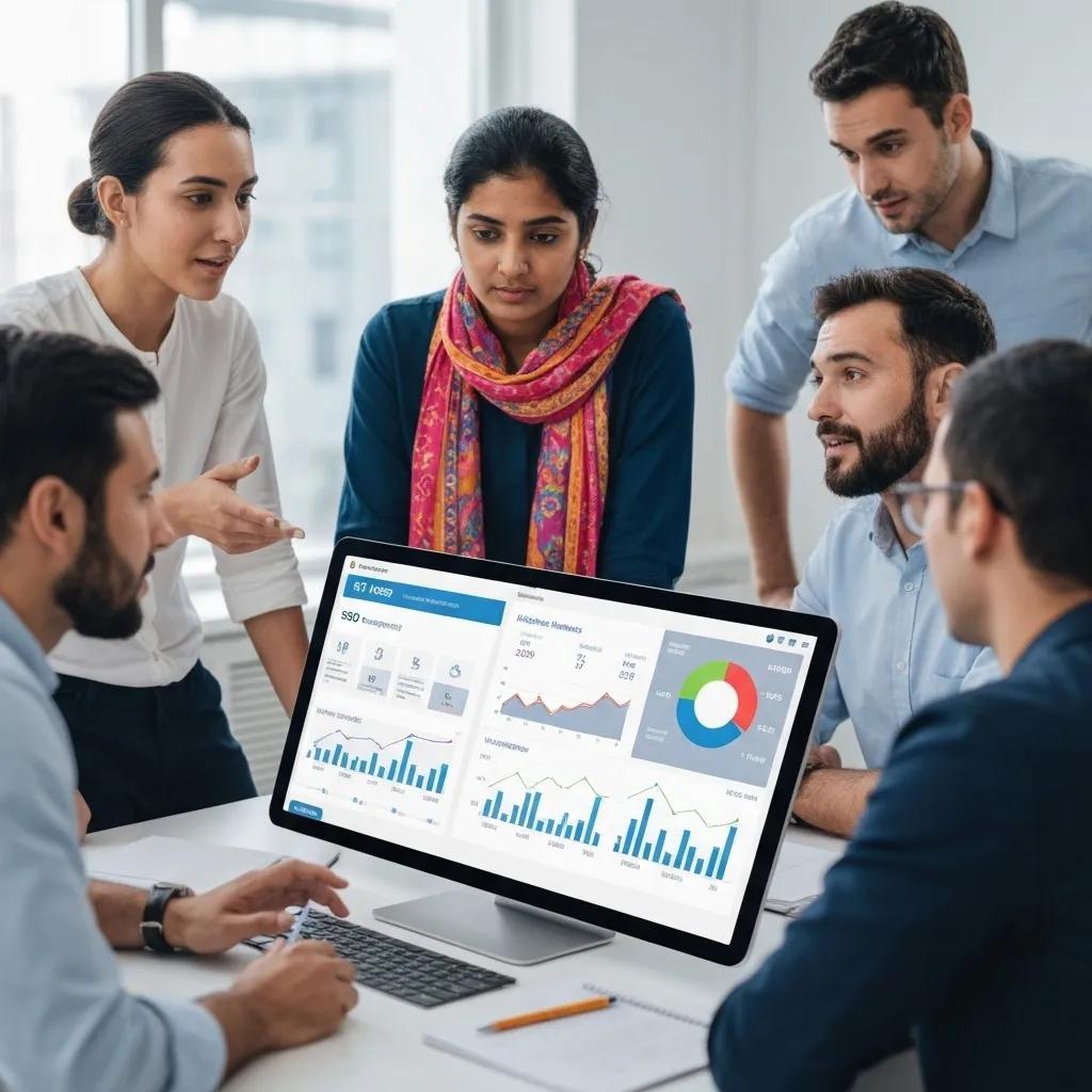E-commerce professionals analyzing SEO data and growth opportunities