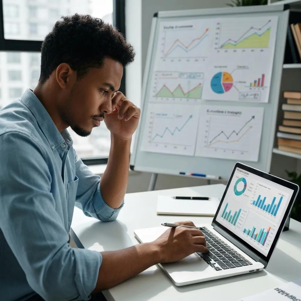 A Shopify expert meticulously analyzing e-commerce data to architect superior online store growth