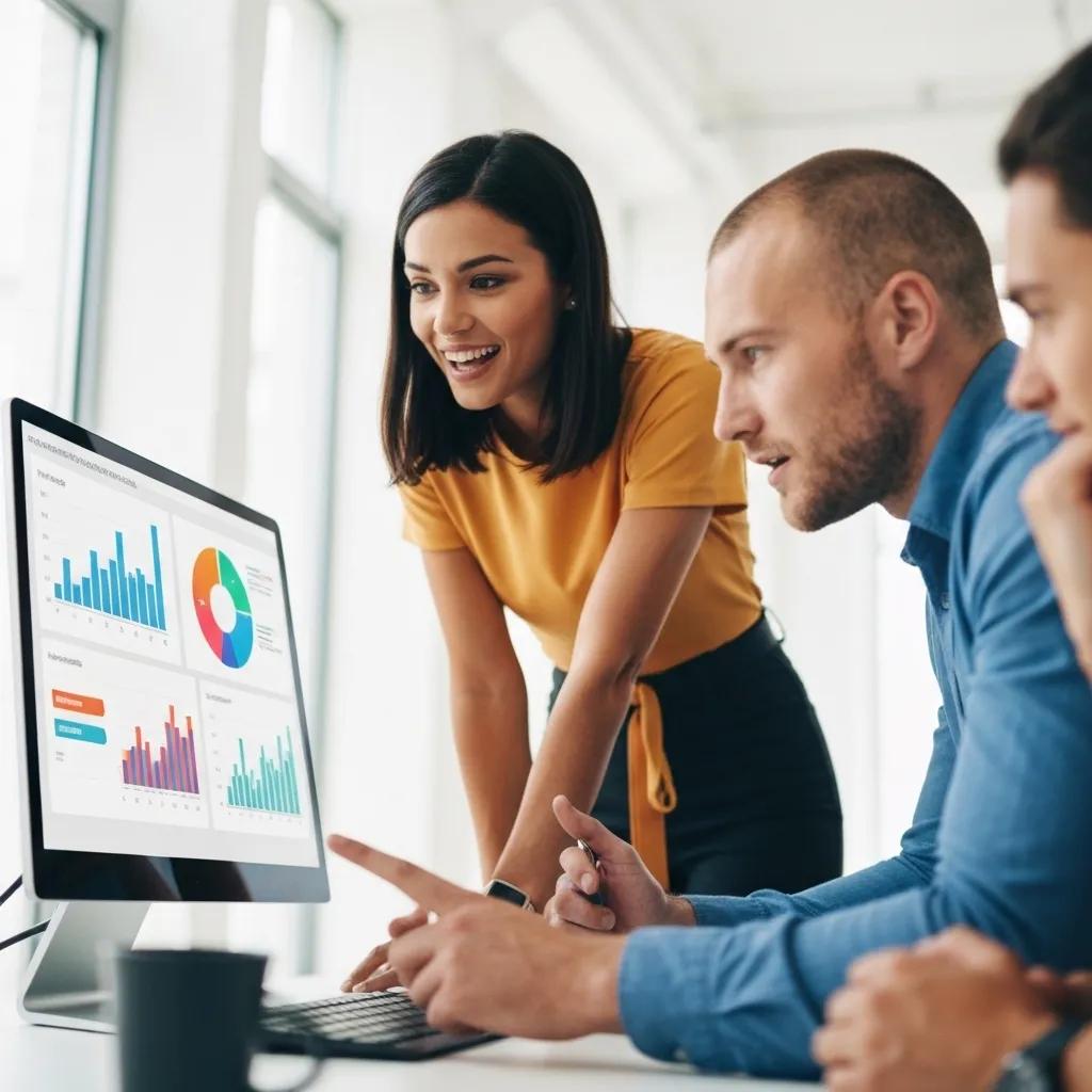 A forward-thinking marketing team collaborating on a cutting-edge digital strategy, emphasizing Shopify automation and accelerated growth.