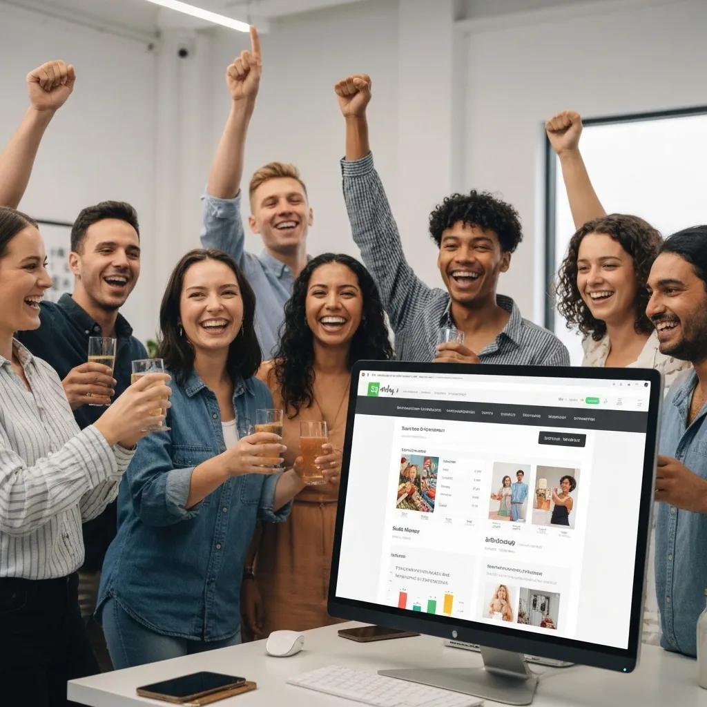 Shopify store owner celebrating success with their team, showcasing the impact of local expertise
