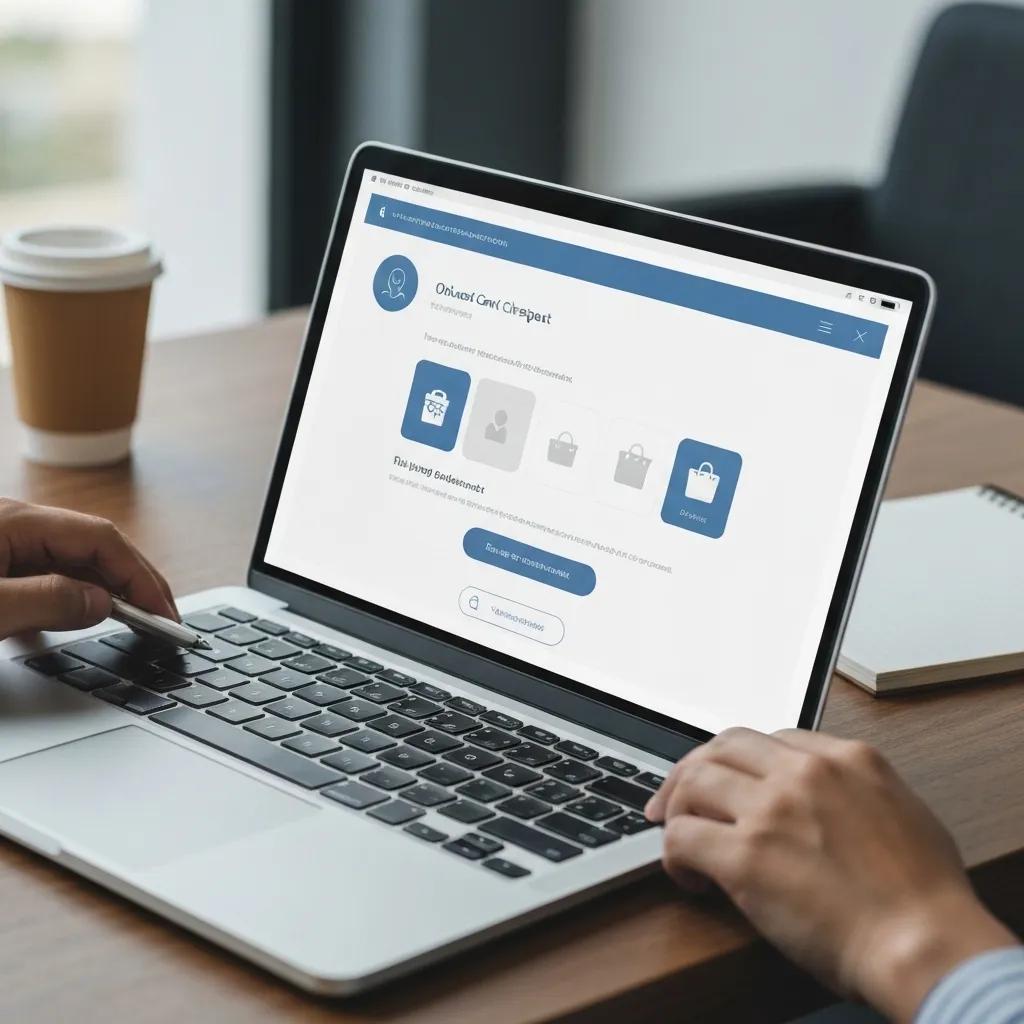 A user experiencing a smooth online checkout process on a laptop in a contemporary workspace