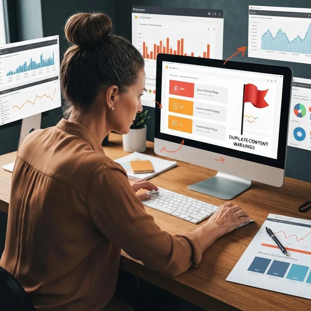 An SEO expert meticulously analyzing complex Shopify SEO challenges in a high-tech, focused environment