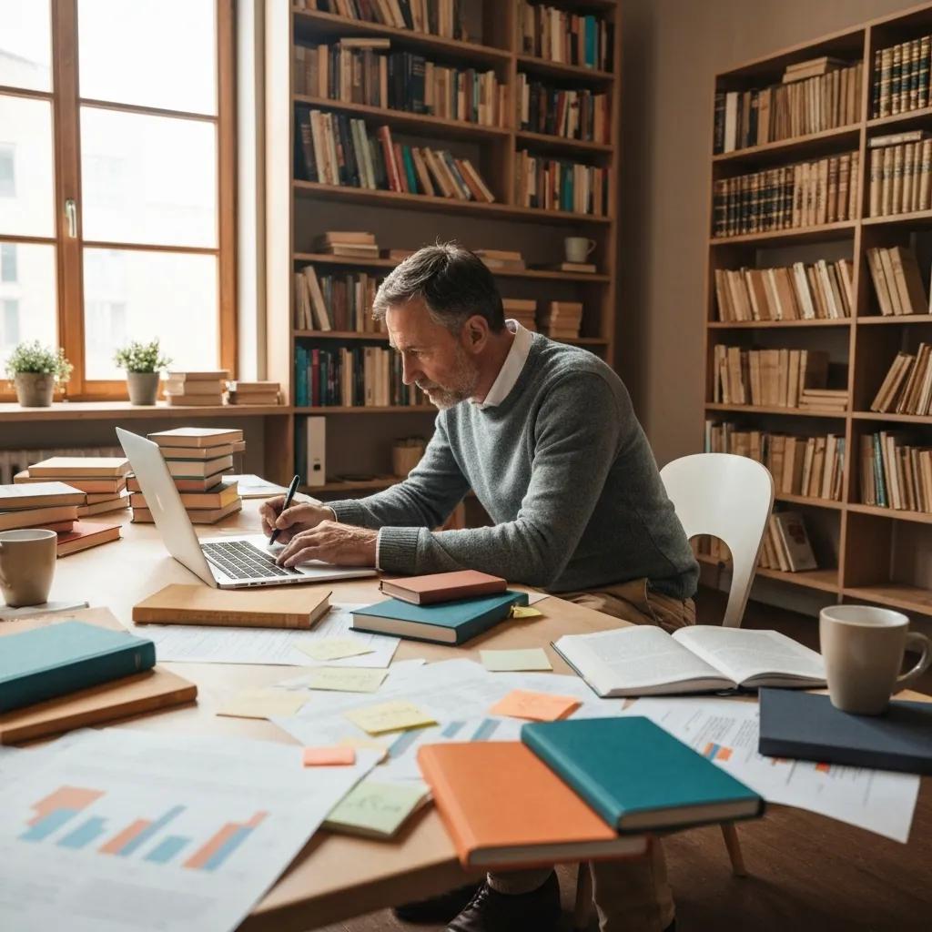 A creative professional crafting content strategies for Shopify SEO in an inspiring workspace