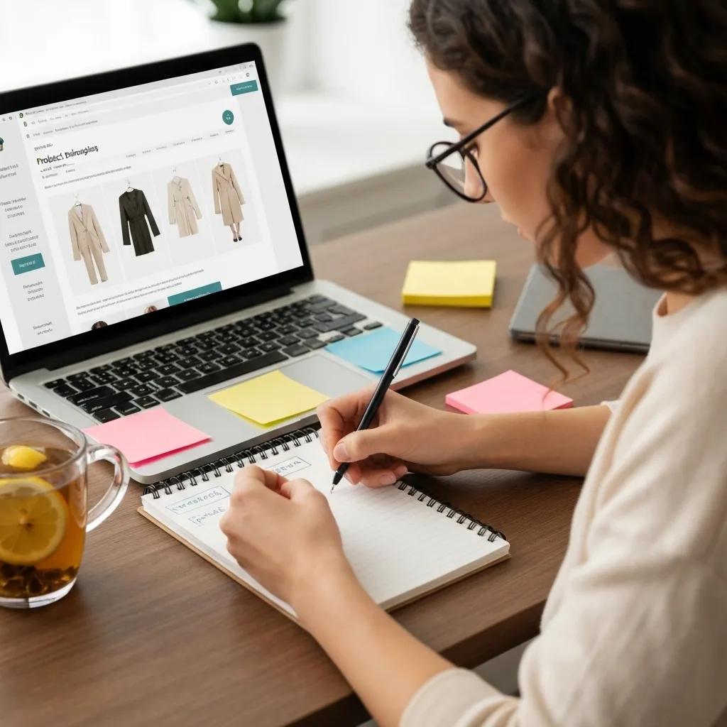 Individual crafting SEO-friendly product descriptions for a Shopify store