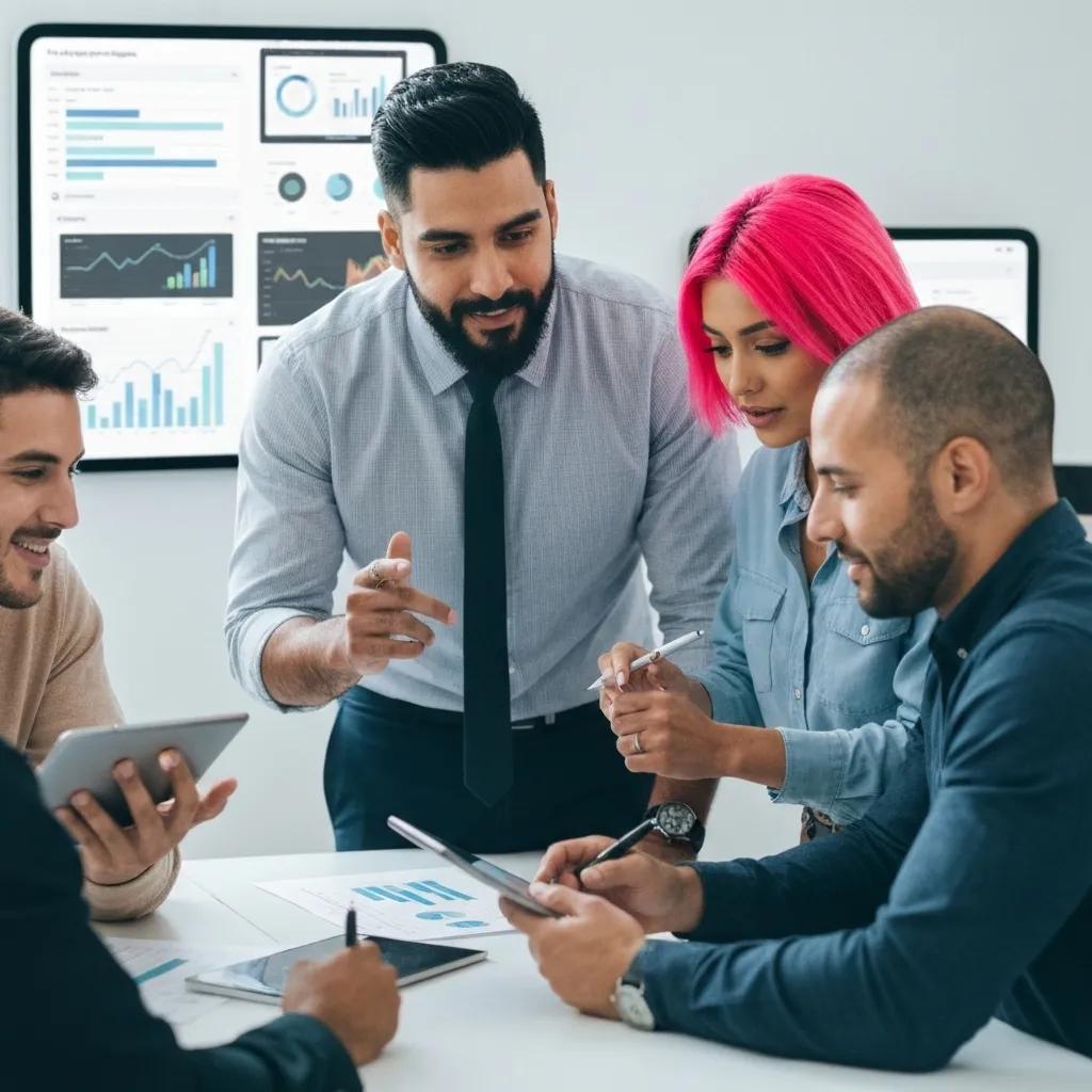 A team collaborating on app integration strategies in a modern office environment