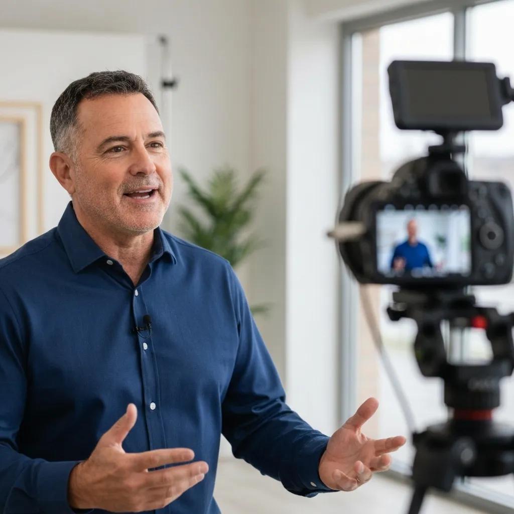 Person recording a video testimonial about their Shopify Plus agency experience