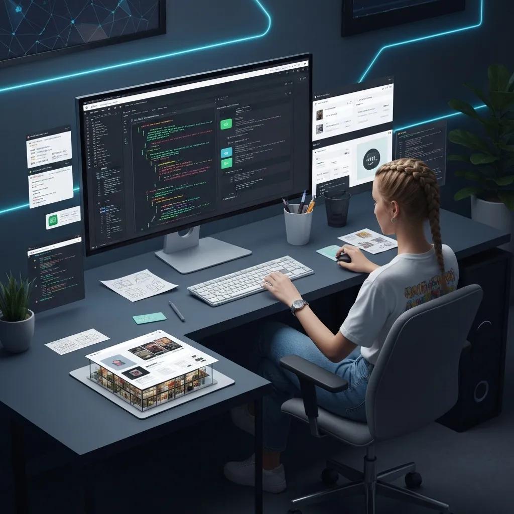 A skilled developer meticulously crafting a custom Shopify app, designed to meet unique and specific business needs