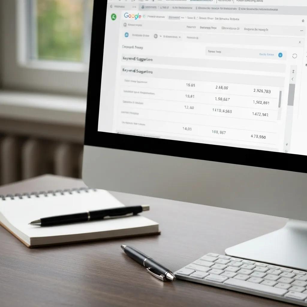 Screenshot of Google Keyword Planner interface displaying keyword suggestions and data