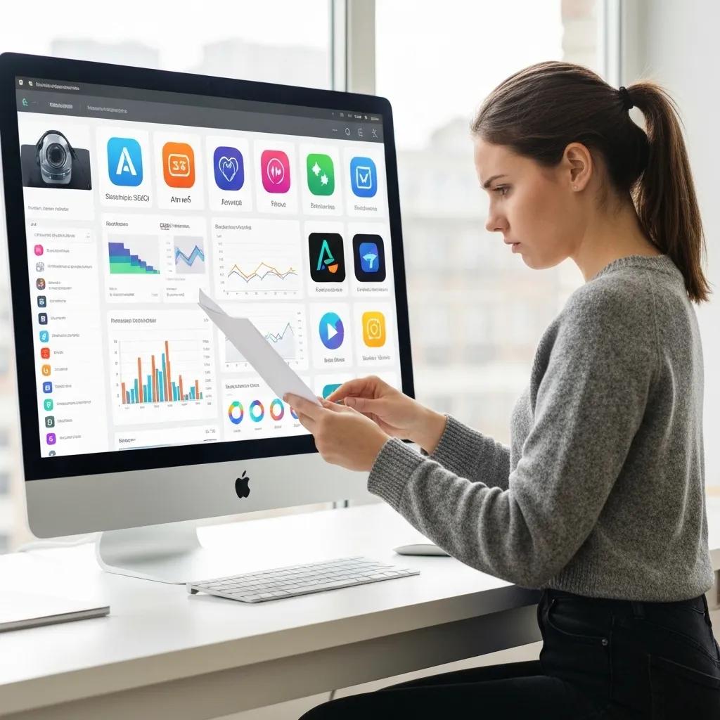 Collection of popular Shopify SEO tools displayed on a computer screen