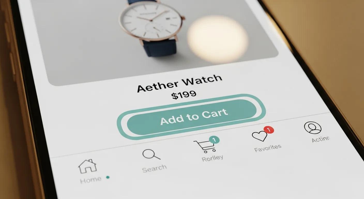 A close-up view of a mobile device screen showcasing a perfectly optimized shopping experience with incredibly intuitive navigation