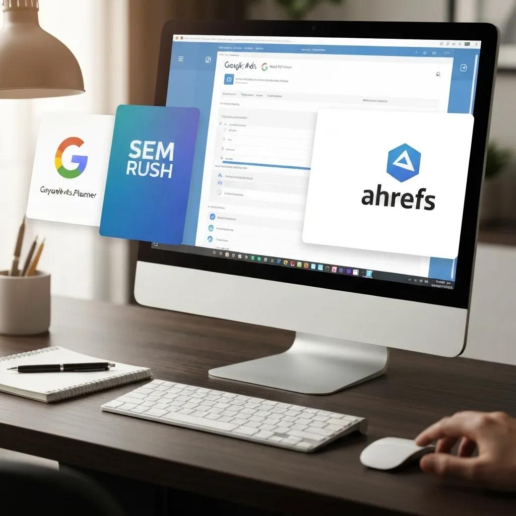Curated selection of essential keyword research tools for Shopify, displayed on a digital interface, illustrating strategic SEO planning