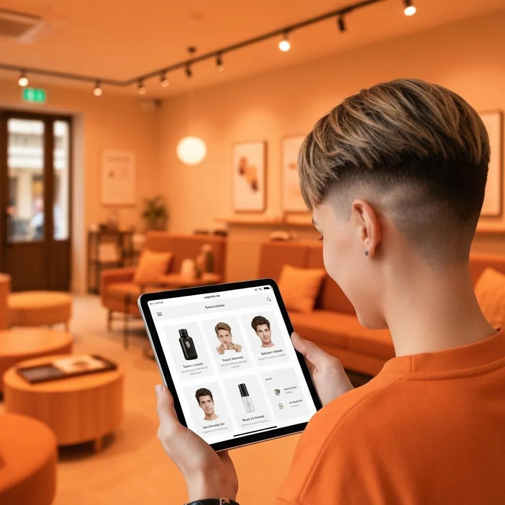 A customer immersed in a highly personalized shopping journey on a sleek tablet