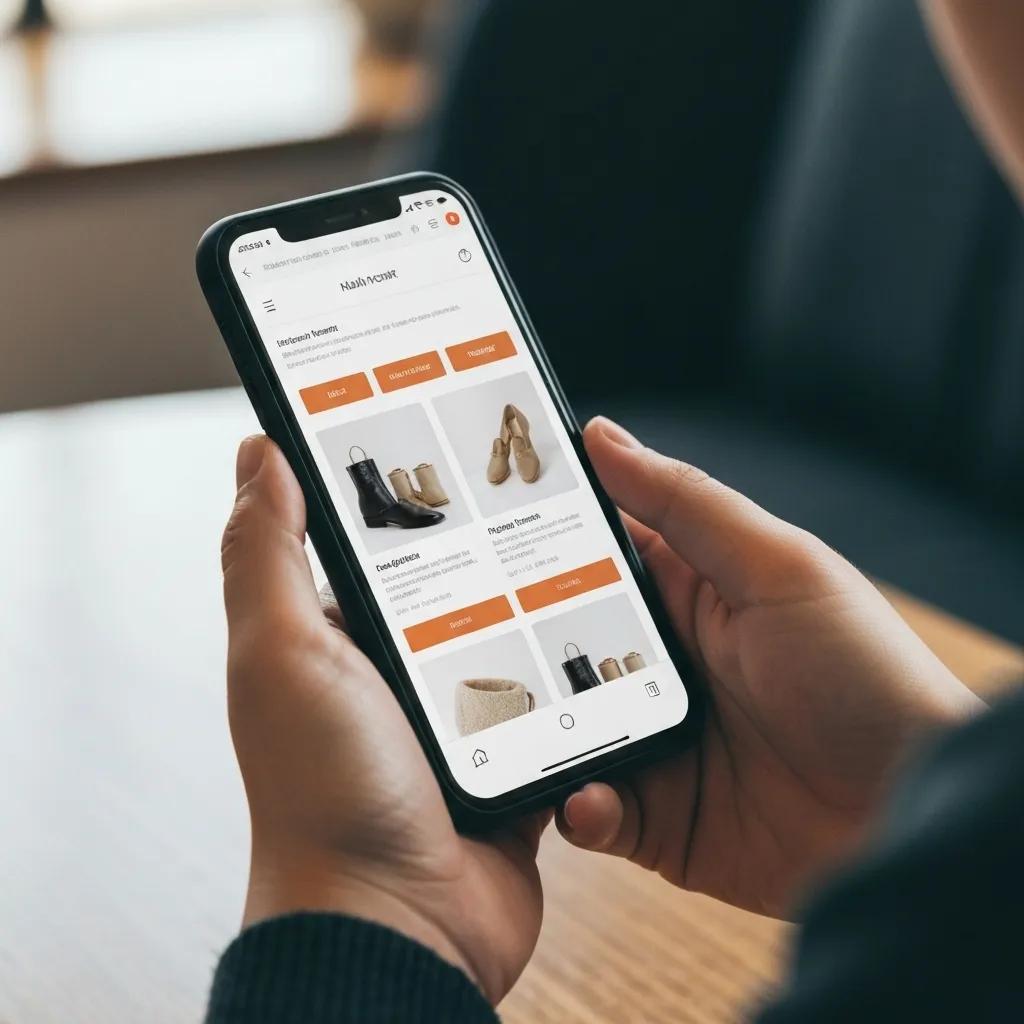 Person browsing a mobile-optimized e-commerce website on their smartphone