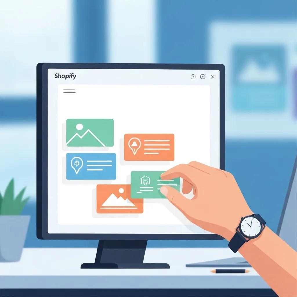 A visual demonstration of Shopify sections being customized on a digital interface