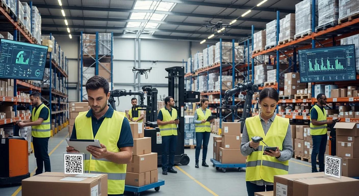 Warehouse professionals utilizing technology for efficient inventory management in an ecommerce setting