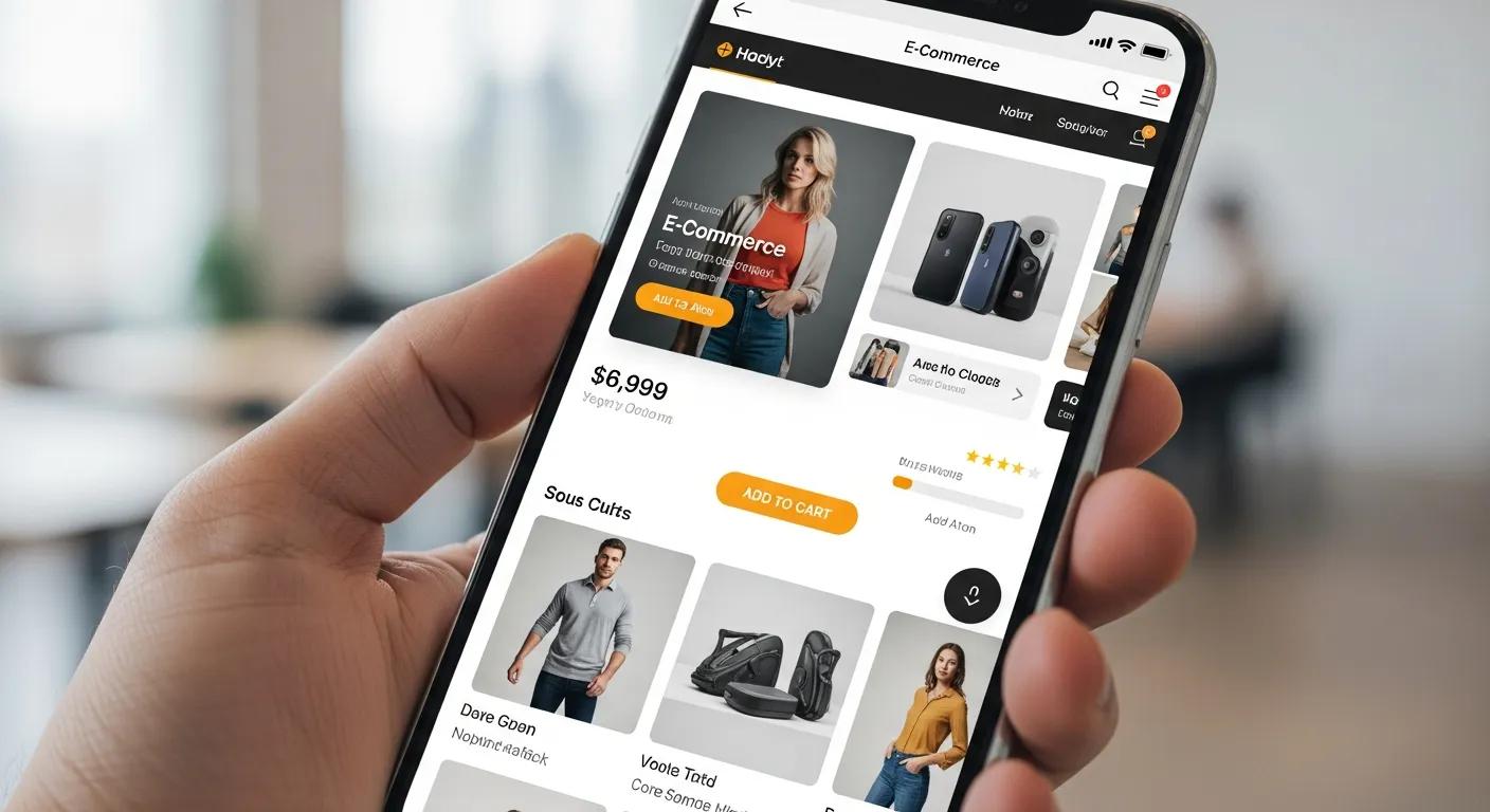 A sleek mobile device displaying a perfectly optimized e-commerce website layout designed to drive maximum sales