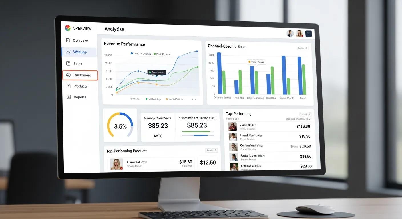 E-commerce analytics dashboard showcasing detailed multi-channel performance metrics