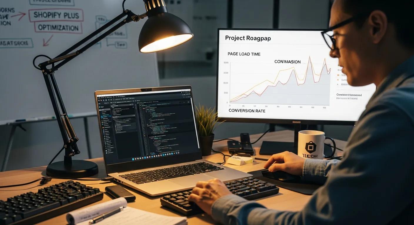 Developer optimizing performance through custom Shopify Plus development