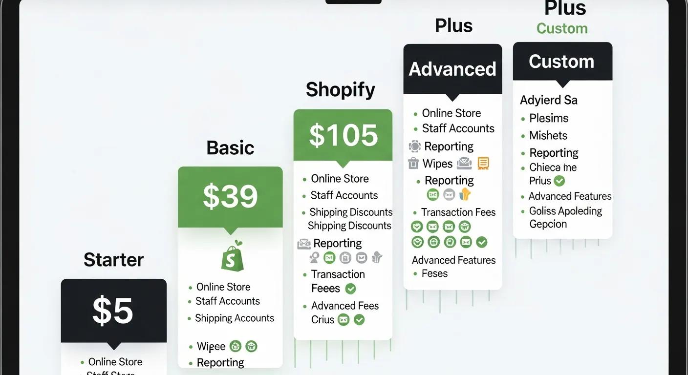 Visual breakdown of Shopify's pricing tiers and capabilities