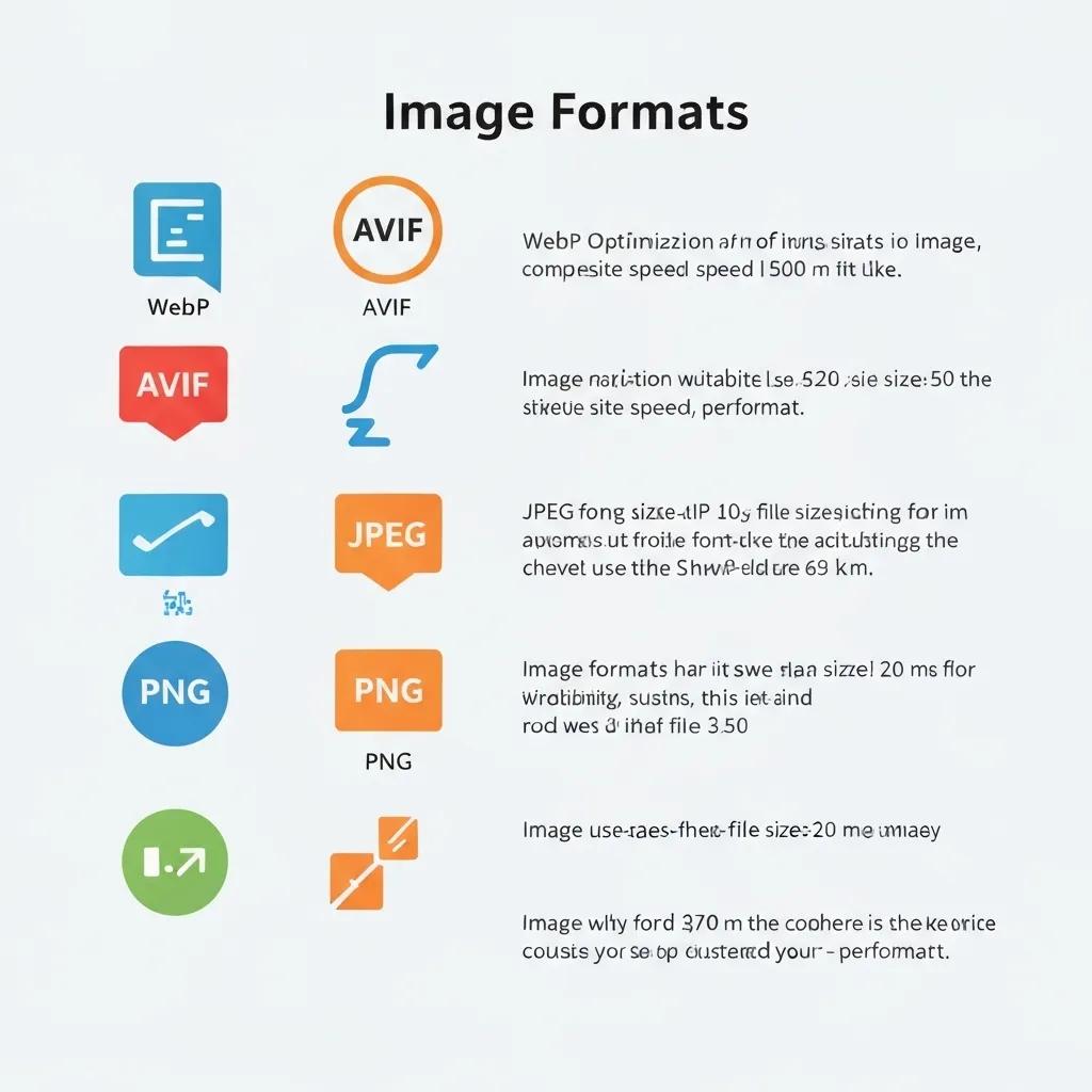 A visual breakdown of image formats for Shopify, showcasing WebP, AVIF, JPEG, and PNG