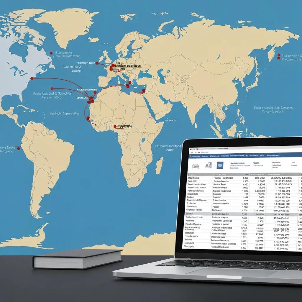 A world map graphic illustrating various shipping zones and fulfillment locations, demonstrating their direct impact on shipping rate calculations.