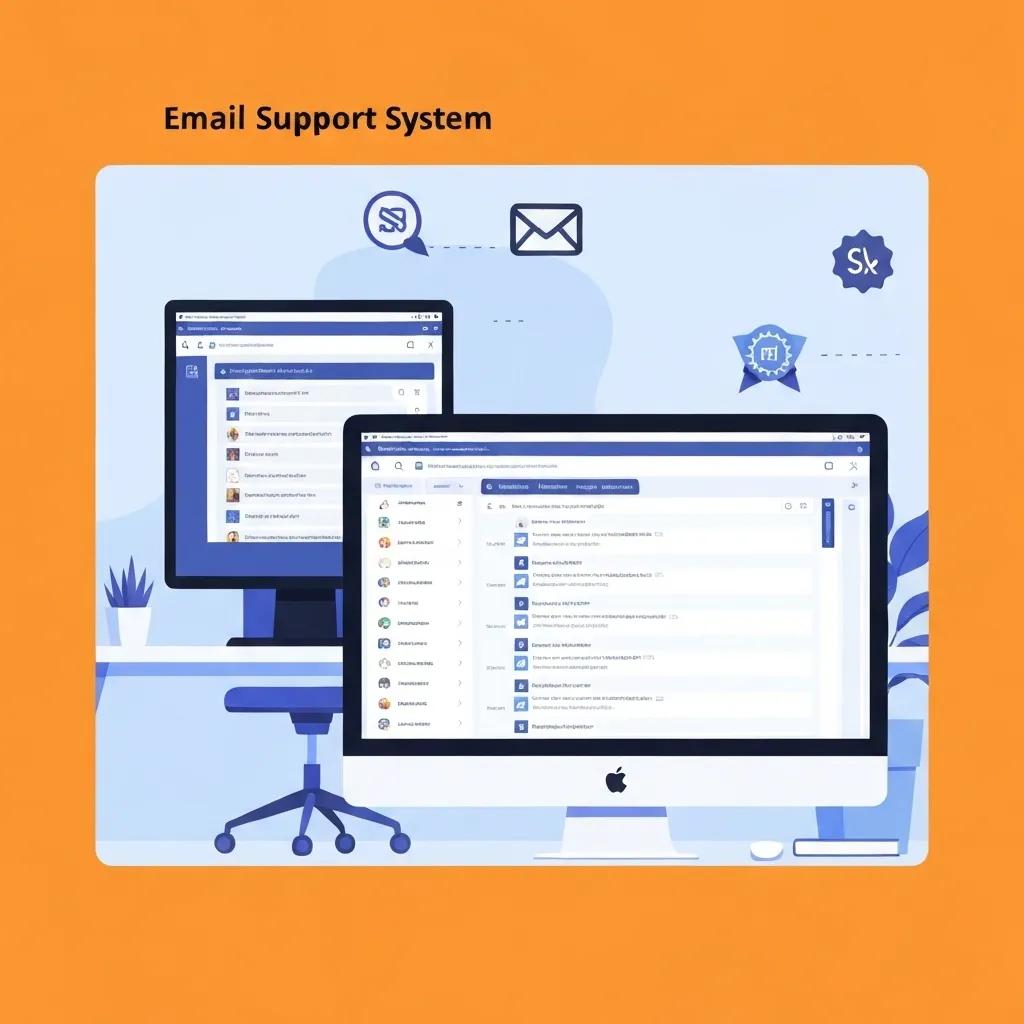 A clear visual guide to setting up an efficient and professional email support system for Shopify merchants, emphasizing streamlined operations
