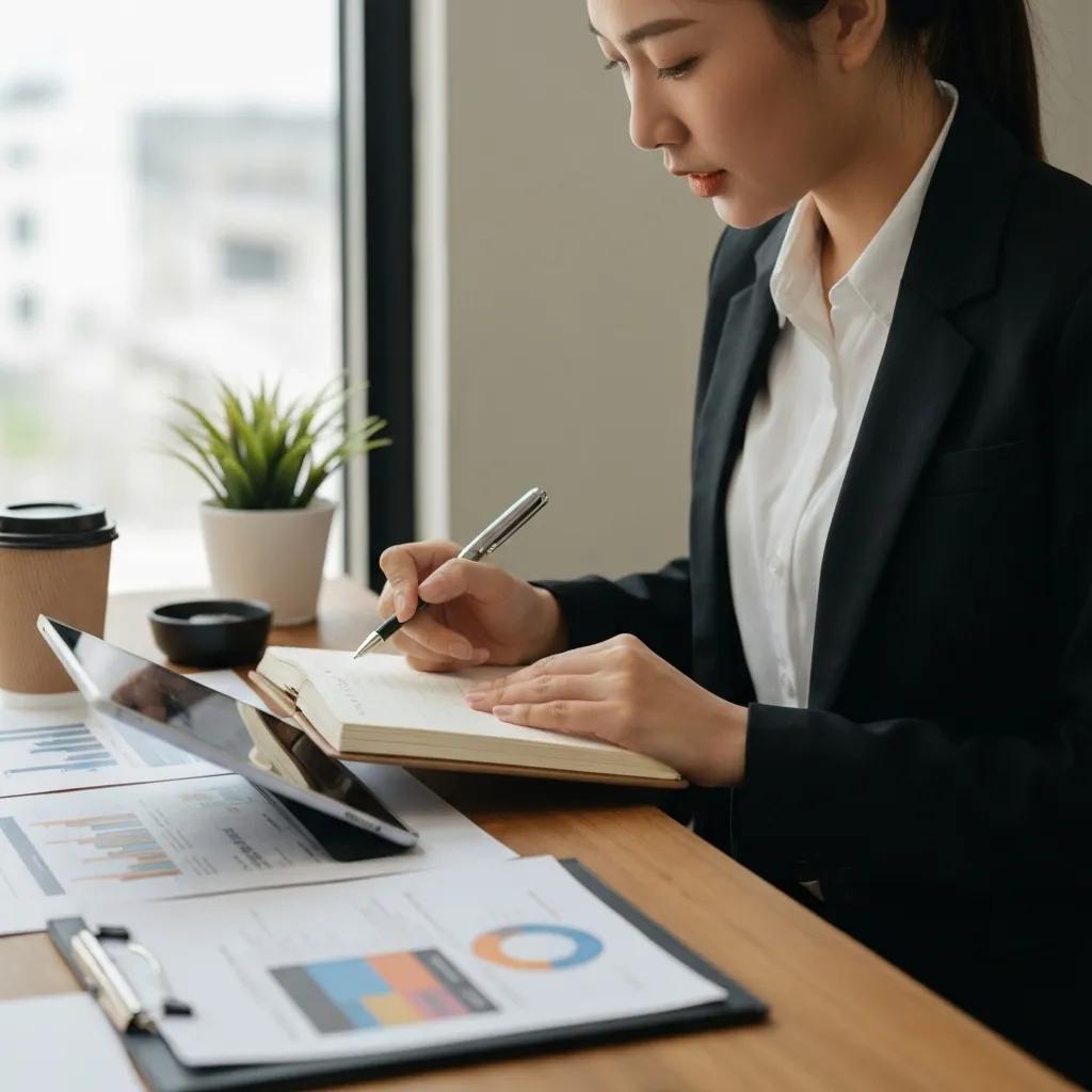 A business professional carefully reviewing agency portfolios for Shopify Plus partnership opportunities