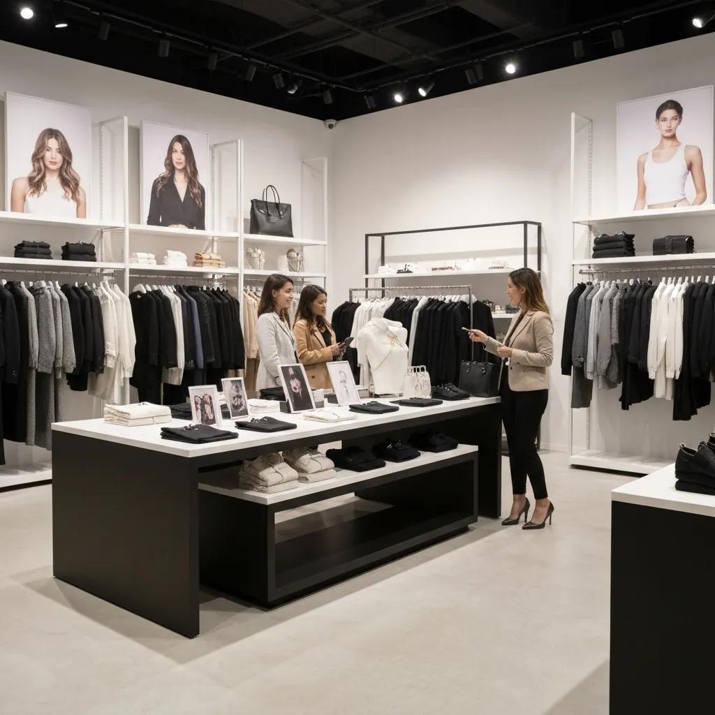 Fashion retailer's store with customers engaging, illustrating significant growth through Shopify Plus