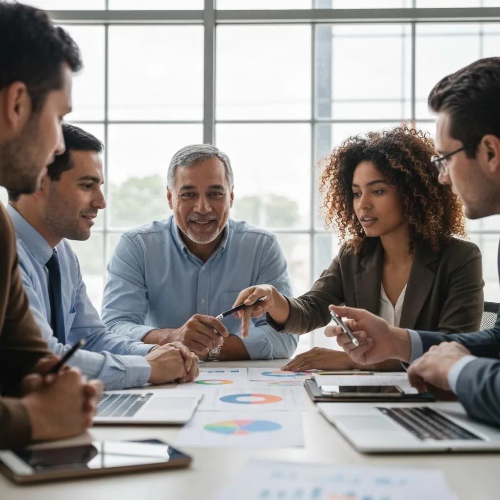 A team of professionals analyzing e-commerce strategies, emphasizing competitive analysis for Shopify Plus pricing