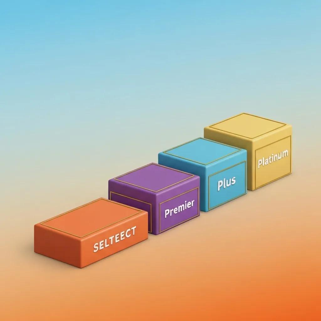 A visual breakdown of Shopify Plus Partner tiers: Select, Plus, Premier, and Platinum