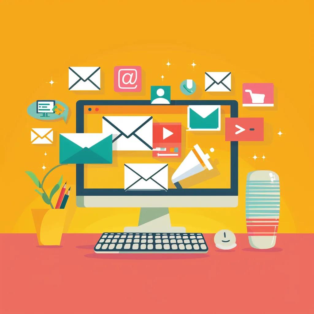 A carefully chosen selection of popular email marketing platforms displayed on a computer screen in a modern office environment