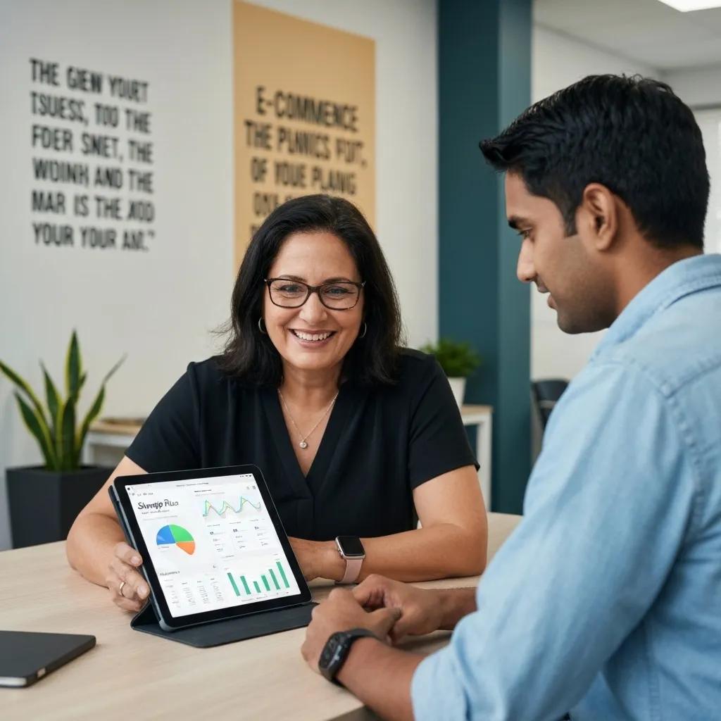 A Shopify Plus expert advising a business owner on scaling their e-commerce business
