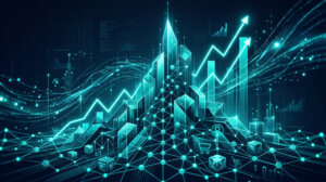 Shopify SEO in 2026: What Actually Moves the Needle - abstract growth visualization in navy and teal